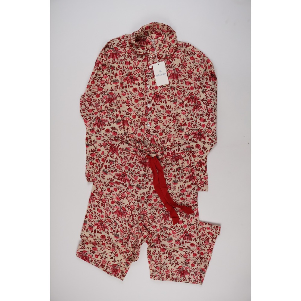 Ro's Garden Viola PJ Pajama Set Red Floral XS Cotton Cambric NWT MSRP $155